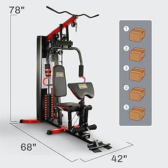 Fitvids Home Gym, Multifunctional Workout Equipment with Leg Press, Exercise Equipment for Home with Pulley System, Home Gym Equipment for Full Body Strength Training, 160LBS