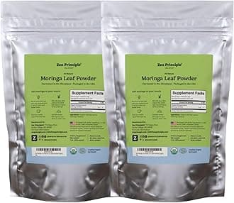 Zen Principle 2-Pack Premium Organic Moringa Oleifera Leaf Powder. 100% USDA Certified. Sun-Dried, All Natural Energy Boost, Raw Superfood and Multi-Vitamin. No GMO, Gluten Free.