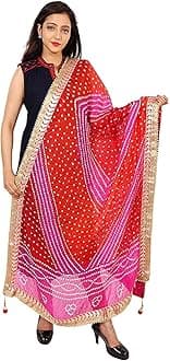 Lifestyle Art Silk Embellished Women's Dupatta Bandhani Bandhej Jaipuri Rajasthani Dupatta