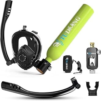 TUDIVING-0.5L Mini Scuba Tank | Portable | Recyclable | with Diving Mask | with Air Pump | Lung Tank | Diving Tank for Underwater Breathing Training
