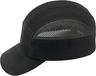 Black Baseball Safety Bump Cap - 100% Cotton, Impact-Resistant ABS Shell, Dual-Layer Padded Foam, Breathable, Adjustable Head Protection Hard Hat Cap