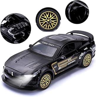Sky Tech Mustang GT500 1:32 Scale Model Car Exclusive Alloy Metal Pull Back Die-cast Car Diecast Metal Pullback Toy car with Openable Doors & Light Music Best Gifts Toys Kids【Colors as Per Stock】