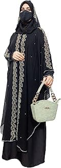 BURAQUE DESIGNERNida fabric Free Size Muslim Burqa/Abaya & Burkha Dress for Muslim women and Girl's (F01-Burkha)