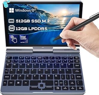 Crelander 2-in-1 Mini Laptop | 8-Inch Touchscreen Portable Small Pocket Computer | Intel 12th Gen N100 Processor | 12GB DDR5 RAM 512GB SSD |PD 30W Charging | WiFi6 BT5.2 |Backlit Keyboard |Windows 11