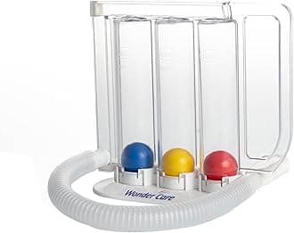 Wonder Care- Deep Breathing Lung Exerciser - 3 Balls Incentive Spirometer - Small and Washable for Adults, White, Pack of 1.