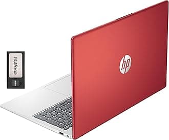 HP Essential 15.6" Laptop for Business&Students, Intel Pentium 4-Core CPU, 16GB RAM, 416GB Storage (128GB SSD + 288GB Docking Station Set), 1 Year Office 365, 720p Camera, Type-C, Win 11, Red
