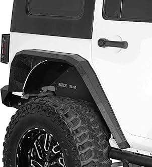 JK Flat Rear Fender Flares Mud Guard for 2007-2018 Jeep Wrangler JK & Unlimited 2/4 Doors, 2PCS Off-Road Wheel Fenders Heavy-Duty