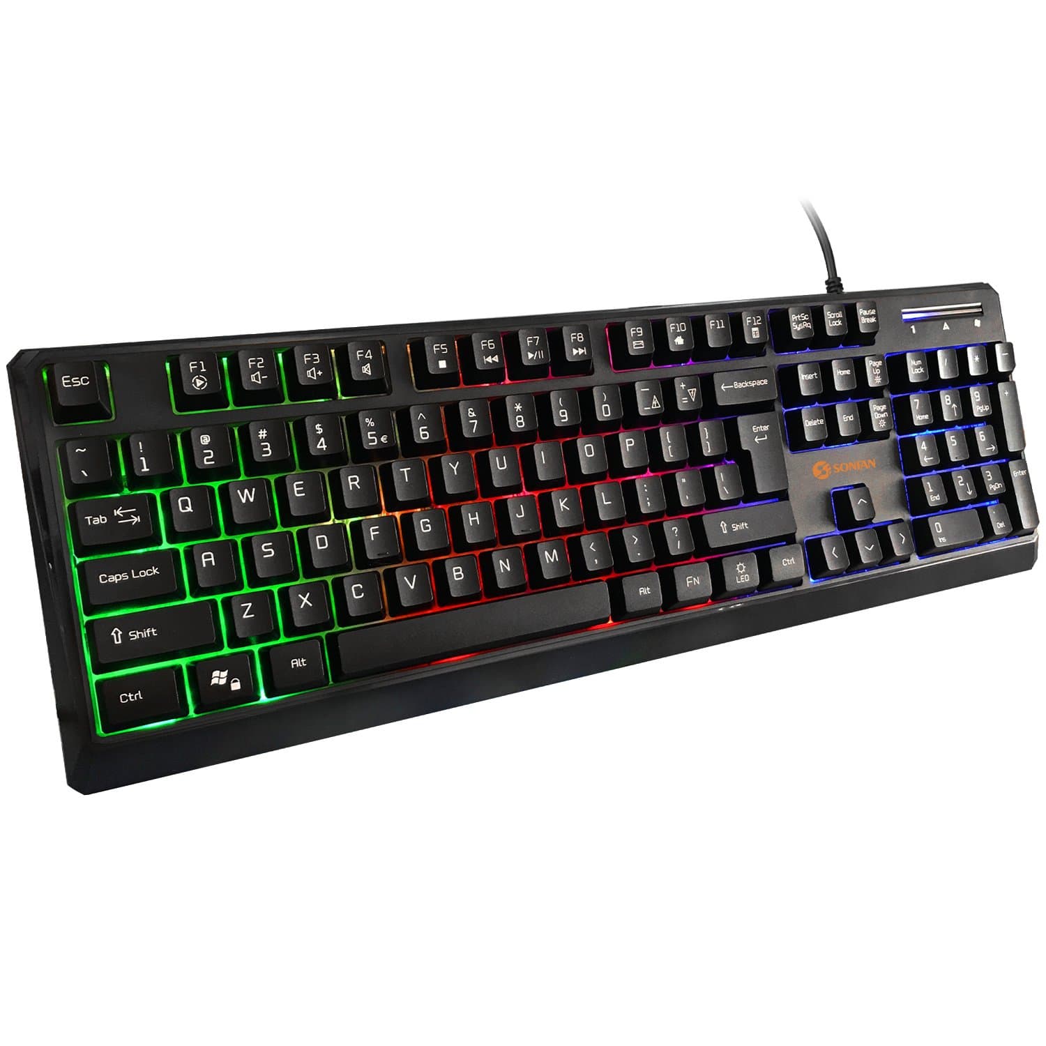 Backlit LED Gaming Keyboard, Mechanical Feel USB Wired Keyboard New Version