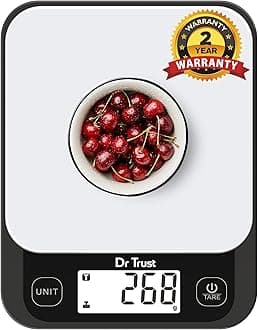 Dr Trust USA 528 Electronic Kitchen Weighing Scale For Portioning Ingredients & Cooking Diet Food At Home & Shop, Baking Weight Machine for Chefs (5 Kg)