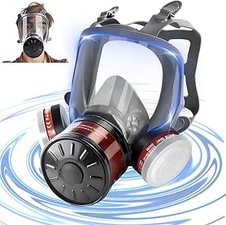 Full Face Gas Mask: Gas Masks Survival Nuclear and Chemical with 40mm & P-A-1 Activated Carbon Filter Full Face Respirator Mask Used for Dust Spray Machining Soldering Polishing Welding