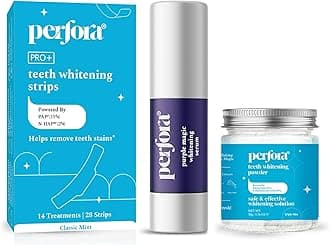 Teeth Whitening Combo | Teeth Whitening Powder 50gm, Purple Magic Whitening Serum 30ml & Strips - 14 Treatment | Enamel-Safe & Sensitivity-Free Oral Care Formula For Tooth Stain Removal | Pack Of 3