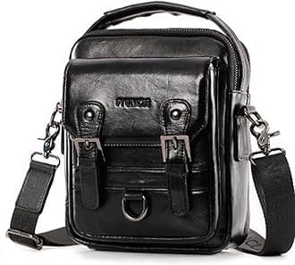 Hebetag Small Leather Shoulder Bag Crossbody Pack for Men Outdoor Travel Business