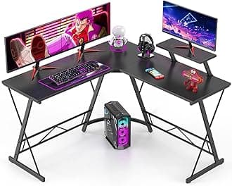 L-Shaped Desk Computer Corner Desk, L Shaped Home Office Desk, Large Gaming Desk Sturdy Writing Desk Writing Workstation, Simple Modern Gaming Desk (Black)
