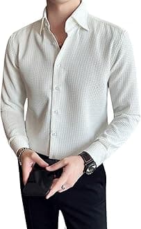GRECIILOOKSMens Casual Polycotton Regular Fit Shirt (White, Small)