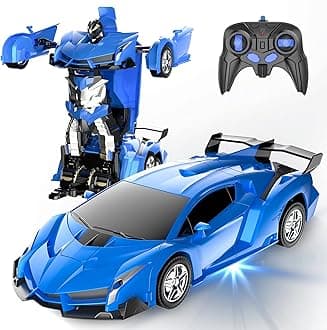 Desuccus RC Car, Transforming Robot Toy, 2.4Ghz 1:18 Scale, One-Button Transform, 360Drifting, Boys and Girls Gift (Blue)