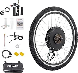 PEXMOR Electric Bike Conversion Kit, 48V 1500W 26" Rear Wheel E-Bike Hub Motor Kit, Upgrade 3 Mode Controller w/PAS/Twist Throttle with Battery Indicator Ebike Bicycle Wheel Kit