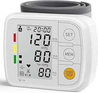 Wrist Blood Pressure Monitors for Home Use Blood Pressure Machine with Bp Cuff 5.47-7.68", Voice Broadcast, 2x120 Memory, Measurable Board Carrying Case and AAA Battery Bp Monitor(White)