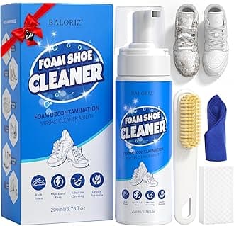 BALORIZShoe Cleaner, White Sneaker Cleaner with Brush and Towel, No-Rinse Foam Shoe Cleaning Kit