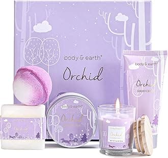 Spa Gifts for Women, Body & Earth 5 Pcs Gifts for Women Orchid Gift Sets, Bath and Body Womens Bath Gifts, Mothers Day Gift