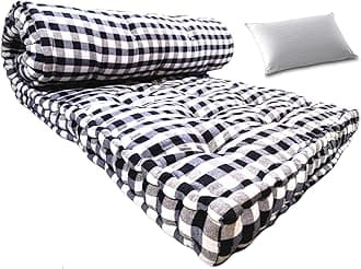 5-Inch thick Soft Cotton Box Mattress | Medium Firm Single Bed Mattress with Pillow | Black and White (Super King(6X6ft or 72X72 Inches))
