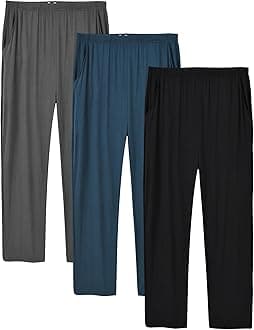 Mens Pajama Pants Soft Modal Pajama Bottoms Loose Long Pj Pant Thin Sleepwear Lounge Pants with Pockets 2 Pack