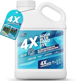 1 Gallon Aqua Blue Pond Dye 4X Concentrate, Lake & Pond Dye Blue for Aqua Colored Water, Ideal Lake Colorant, Aquashade Colorant That Protects Against Sunlight - Ideal for Fish and Wildlife