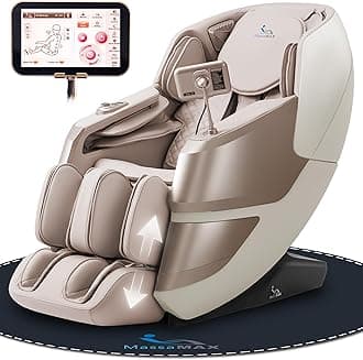 MassaMAX MT339 4D Massage Chair, Full Body Shiatsu Recliner with Electric Extendable Footrest, Zero Gravity, SL Track, Deep Yoga Stretch, 15 Modes, AI Voice Control, Foot Rollers, and Heating (Golden)