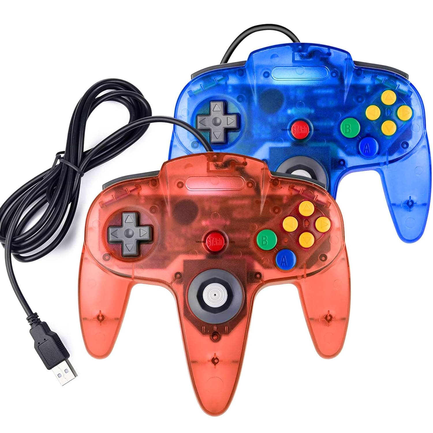 2 Packs USB Retro Controllers for N64 Gaming, PC Classic N64 Game Pad Joypad for Windows PC MAC Raspberry Pi