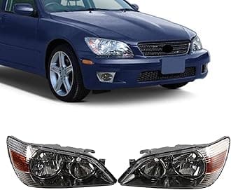 JX RACING Headlights Halogen W/O Bulbs Set Compatible with 2001-2005 Toyota JDM Altezza GITA SXE10 Compatible with Lexus IS300 IS200 Headlamp Non HID