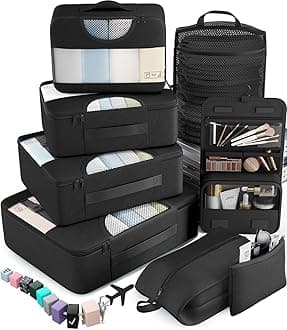 8 Set of Various Colored Packing Cubes in 4 Sizes (Extra Large, Large, Medium, Small),Veken Packing Cubes for Travel Accessories Travel Essentials, Luggage Organizer Bags for Carry on Suitcases