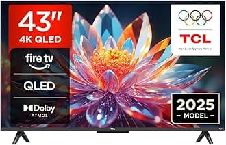 – TCL 43T6C-UK 43 Inch QLED 4K HDR TV, Fire TV (Smart TV with Dolby Vision & Atmos, HDR10+, Press & Ask Alexa, 2025 Model)
