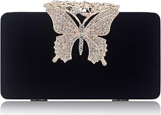 Dexmay Rhinestone Clutch Bag with Crystal Butterfly Clasp Women Evening Handbag Formal Party Purse