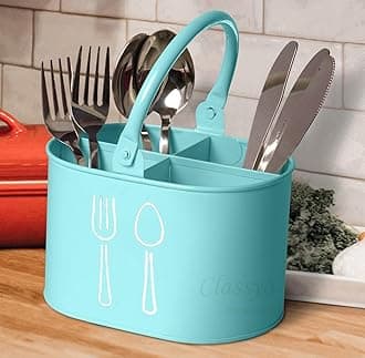 Metal Cutlery Holder & Spoon Stand for Kitchen, Spoon Holder for Kitchen, Cutlery Stand (Aqua)