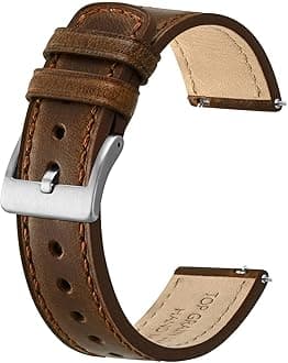 Leather Watch Straps, Classic Oil Waxed Leather, Quick Release Replacement Band for Men and Women, Band Width 18mm 20mm 22mm