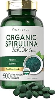 Carlyle Organic Spirulina Tablets 3500mg | 500 Count | Non-GMO & Gluten Free Supplement