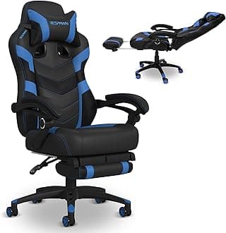 RESPAWN 110 Pro Ergonomic Gaming Chair with Footrest for Adults - Comfortable Office Gaming Recliner with Lumbar Support and Headrest, Racing Style Video Game Chairs for Computer Gamer - Blue