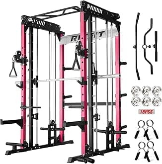 RitFit M1 Pro Smith Machine with Cable Crossover System, Multi-Function Squat Rack Power Cage for Home Gym, Power Rack and Packages