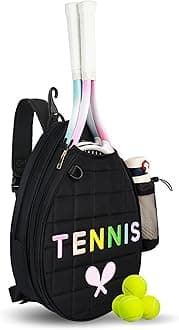 Tennis Bags for Women Girl, Tennis Sling Crossbody Backpack, Water Resistant Tennis Bag for Pickleball, Tennis, Racketball