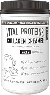 Collagen Coffee Creamer, Coconut Milk based & Low Sugar Powder with Collagen Peptides Supplement - Supporting Healthy Hair, Skin, Nails with Energy-Boosting MCTs - Mocha 11.2oz