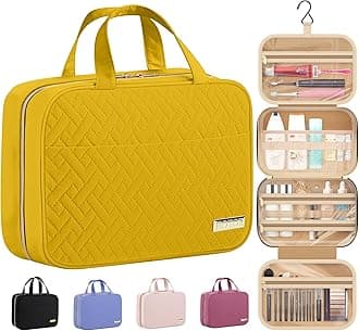 HOTOR Travel Toiletry Bag - Hanging Toiletry Bag for Women & Men, Makeup Bag/Big Comparment, Waterproof for Travel Accessories, Travel Essentials, Medium, Yellow