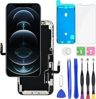 for iPhone 12/12 Pro LCD Display FHD Screen Replacement 3D Touch Digitizer Frame Full Assembly with Repair Tools Kit for 6.1 inch iPhone 12/12 Pro+Waterproof Adhesive+Screen Protector