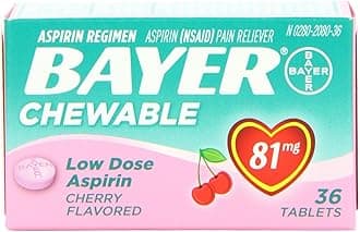 BayerChewable Low Dose Aspirin Cherry, 36 Count (Pack of 3)