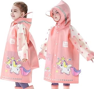Fewlby Kids Raincoats For Girls Boys Waterproof Rain Jacket Cartoon Unicorn Children Toddler Rain Wear Children Rain Poncho 2XL Size 9-10 Years