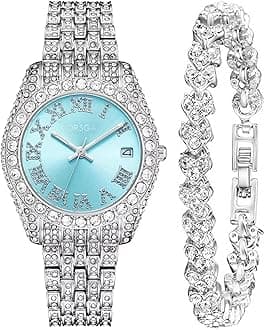 Gifts Set Watches for Women: Classic Minimalist Wristwatch with Stainless Steel Strap - Waterproof Analogue Watch for Elegant Dress Ladies