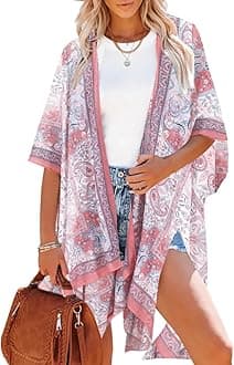 Moss Rose Women's Swimsuit Cover up Beach Kaftan for Bathing Suit with Floral Pattern