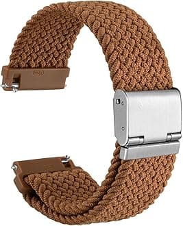 WOCCI 22mm Braided Nylon Watch Band for Men and Women, Quick Release, Silver Stainless Steel Buckle (Brown)