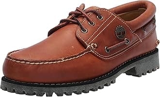 Timberland Men's Authentic 3-Eye Lug Handsewn Boat Shoe, Medium Orange Full Grain, 8.5 M US