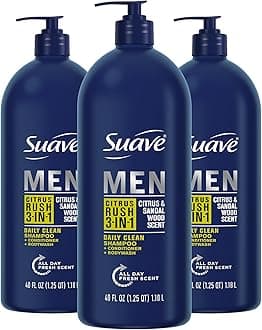 Shampoo Conditioner Bodywash Men 3 in 1 Citrus & Sandal Wood to Cleanse and Nourish Hair and Skin, 40 oz Pack of 3