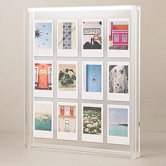 Elil Giant Polaroid Collage Frame for Fujifilm Instax Film - 11.8" x 10.2" Double Glass Acrylic Floating Frame for Family and Wedding Photos, Pressed Flowers Art