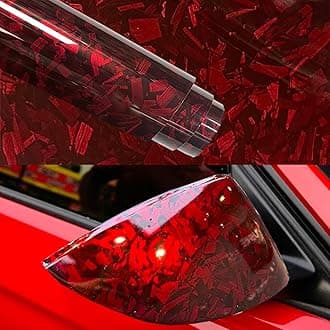 Red Forged Carbon Fiber Vinyl Wrap Self Adhesive Film, High Gloss Car Wrap Vinyl Roll Bubble Free with Air Release Technology, Perfect for DIY Cars Motorcycle Protection (Red High Gloss, 1ft x 10ft)